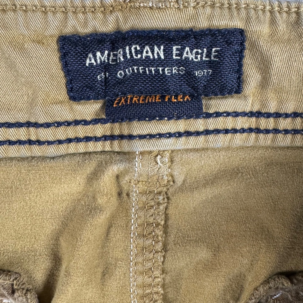 American Eagle Cargo Shorts Mens 38 Tan Extreme Flex Khaki Hiking Y2K Style - Picture 6 of 14